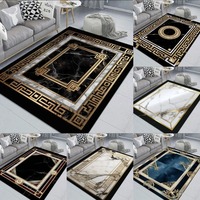 Elegant Black Gold Marble Rug Decorative Carpet for Living Room Large Area Floor Mat Non-slip Doormat for Hallway Balcony