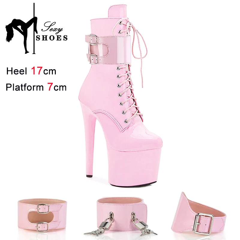 Botas para mulheres pólo sapatos de dança vermelho fetiche plataforma t mostrar bloqueio cinto fivela festa fino salto alto rendas botas de salto stripper