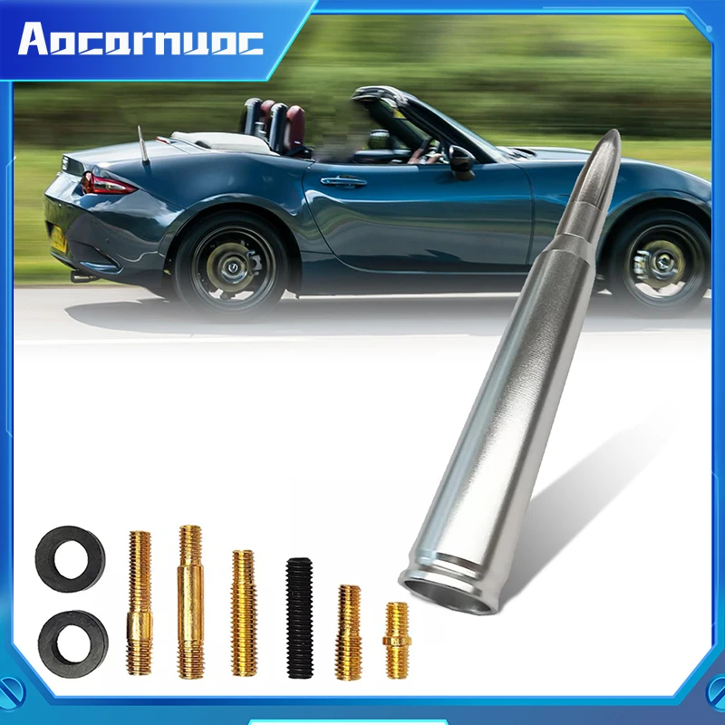 Car Bullet Antenna 50 Cal Caliber Aluminum Antenna For Mazda MX-5 Auto Radio Signal Aerials Roof Antennas Car Accessories