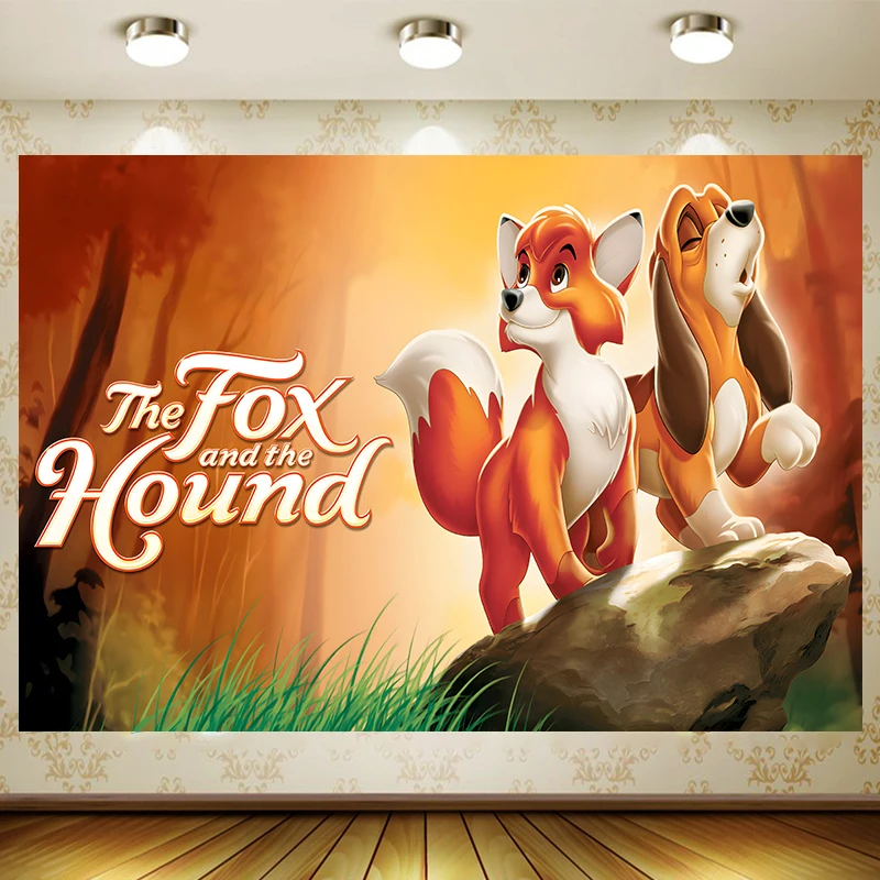 The Fox and the Hound Backdrop Children Birthday Supplies Girl Princess Party Cartoon Decoration Background Photography