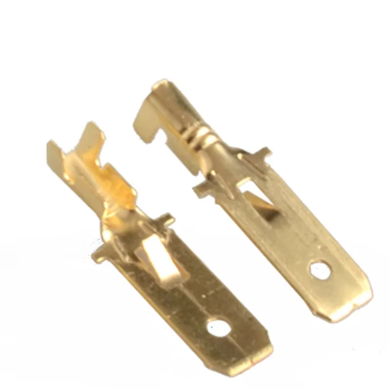 50Pcs/Lot 6.3mm Automotive Connector Female Male Crimp Terminal for Car Electric Wire Connectors Gold-plated Copper