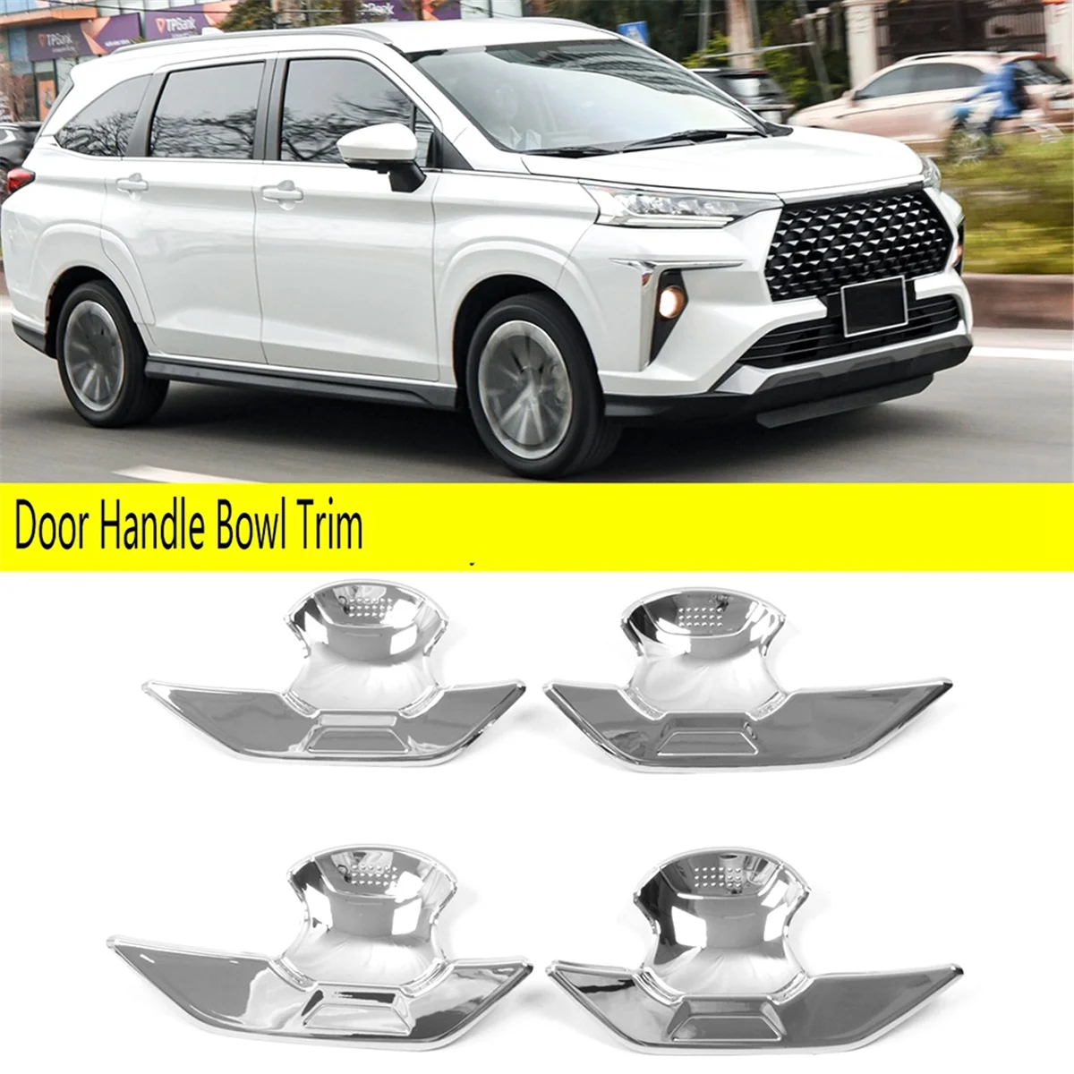 Silver Car Door Handle Bowl Cover Trim Frame Door Handle Stickers for Toyota Avanza Premio Veloz Cross 2022+