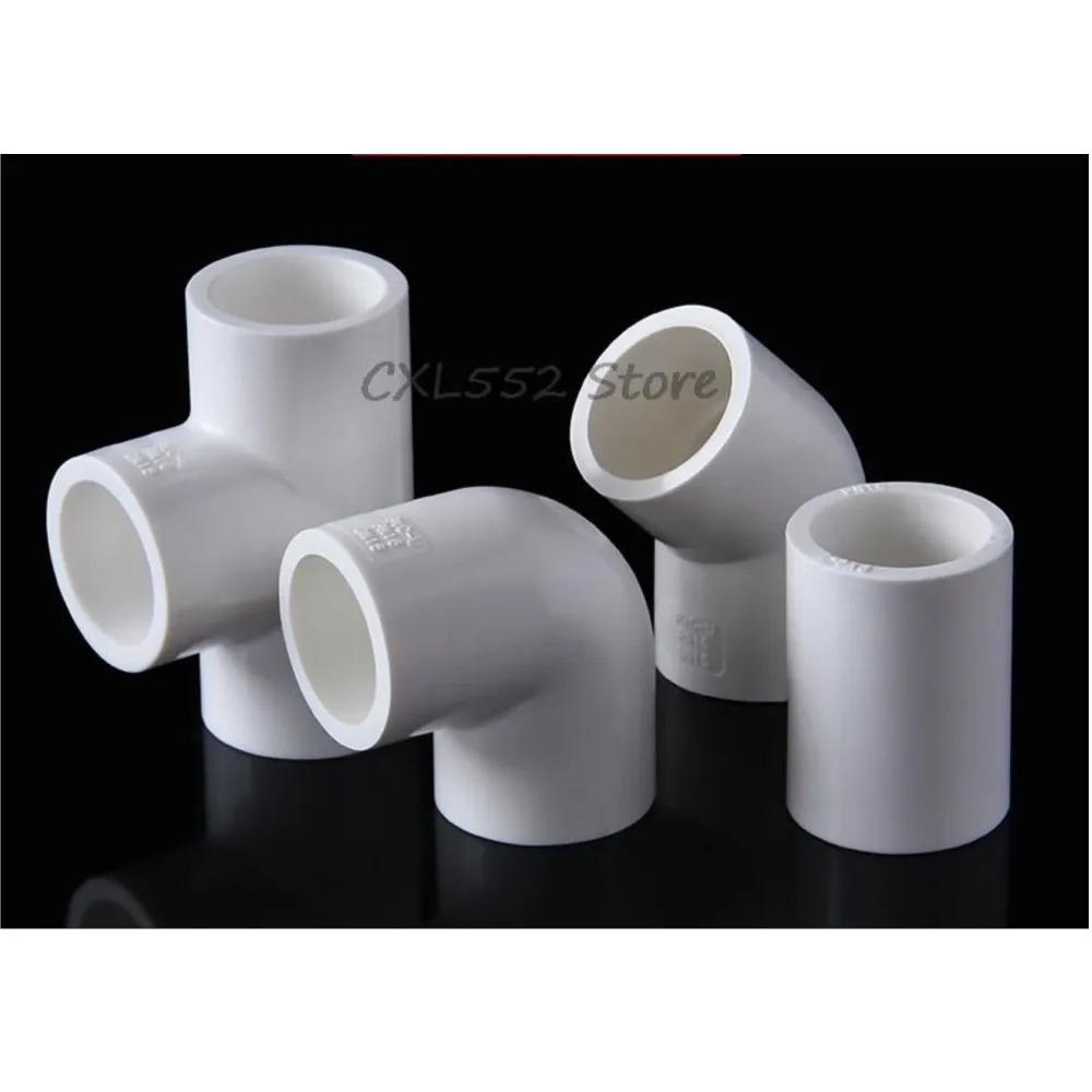 10Pcs Inside Diameter 20/25/32mm 45° 90° 3 Tee White PVC Connentor 20/25/32mm Female Male Thread PVC Straight Connector