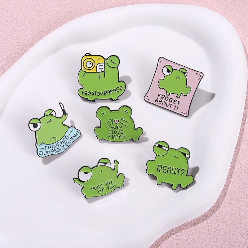 4~8pcs/Set Cute Frog Enamel Pin Magic Frog Dessert  Funny Brooch Backpack Hat Lapel Badge Accessories Gift Jewelry Wholesale