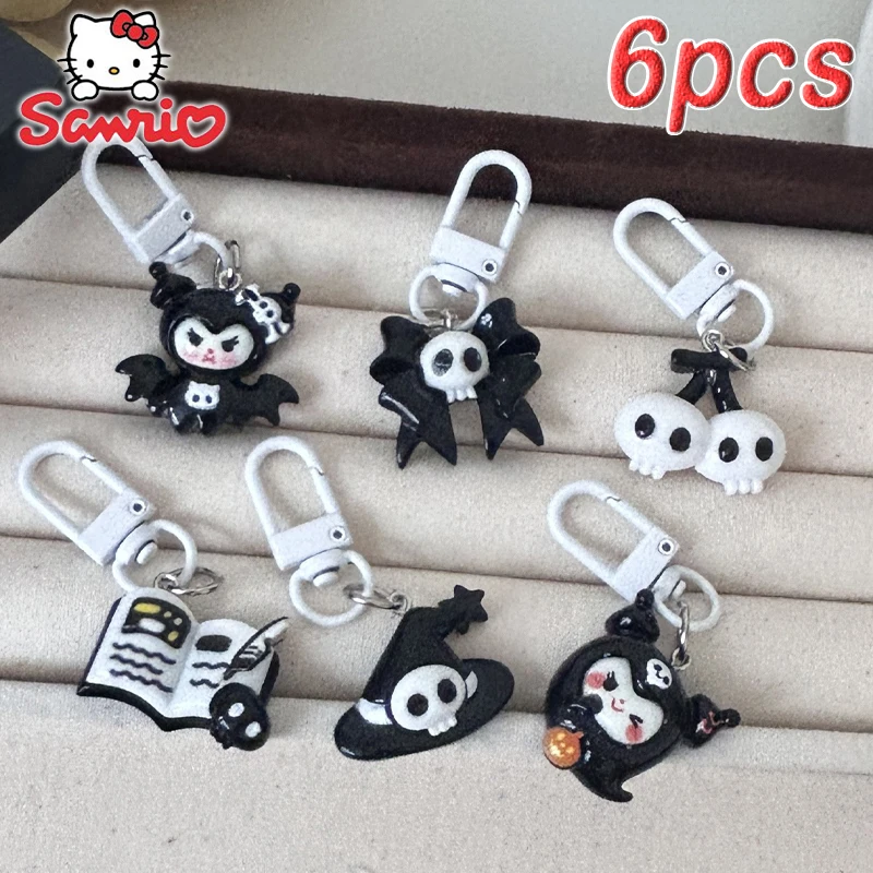 

1set Sanrio Hallowmas Keychain Hello Kitty Kuromi Anime Kawaii Metal Key Ring Pendant Cartoon Bag Accessories Jewelry for Women