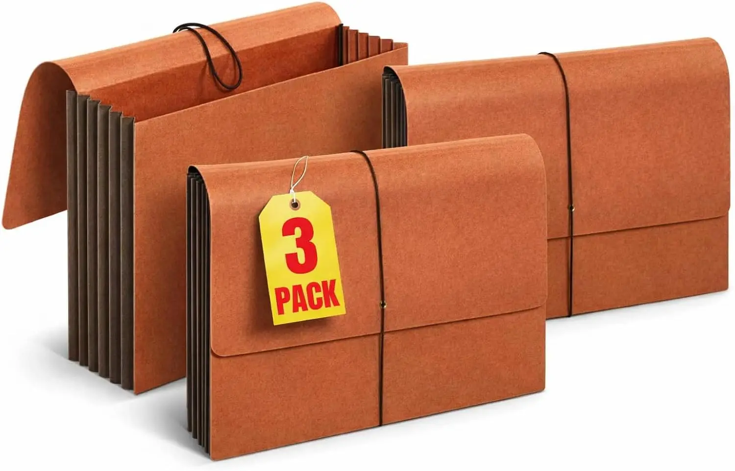 

Expandable File Folder with Flap and Cord Closure, Letter Size, 5-1/4" Expansion, 3-Pack for Office Organization