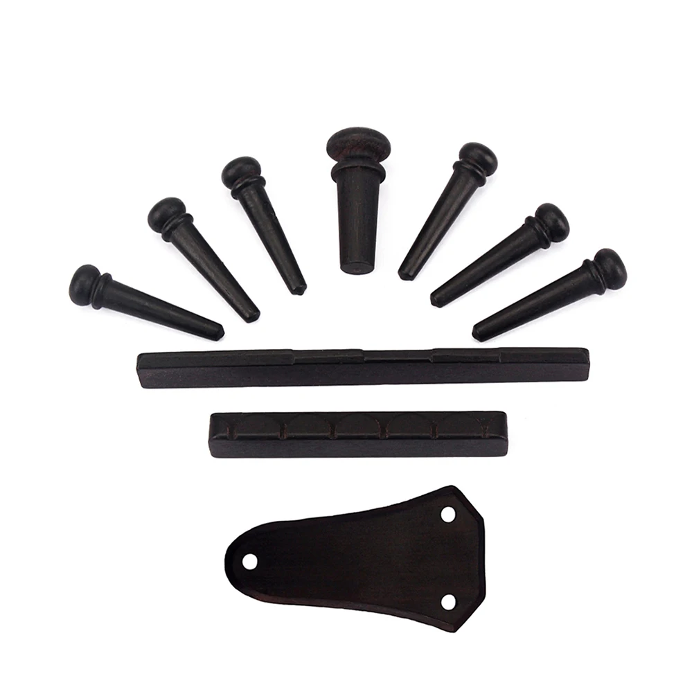 

10 pcs Ebony Bridge Nut Saddle Bridge Pins Endpin Rosewood Truss Rod Cover For Acoustic Guitar Replacement Parts