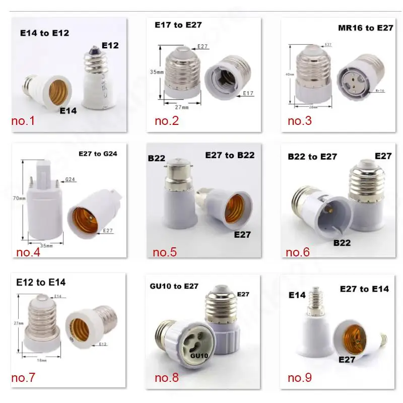 2x E27 GU10 G9 E12 B22 MR16 to E27 E40 E14 LED light Bulb Holder Converter AC base power Socket Adapter lampholder For lamp v