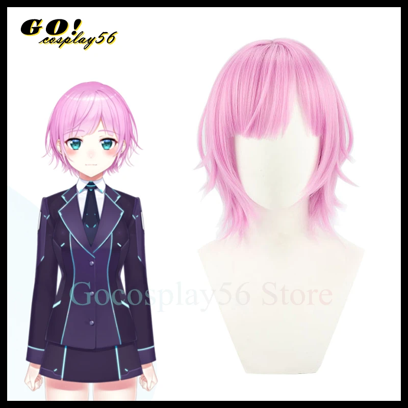 

Vtuber Yuuhi Riri Cosplay Wig Pink Short Hair Idol Vitual Youtuber Headwear