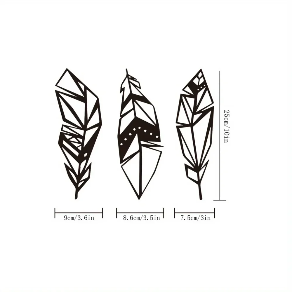 3pcs Modern Feather Metal Wall Art - Stunning Bedroom and Living Room Home Decor, Perfect Iron Art Silhouette