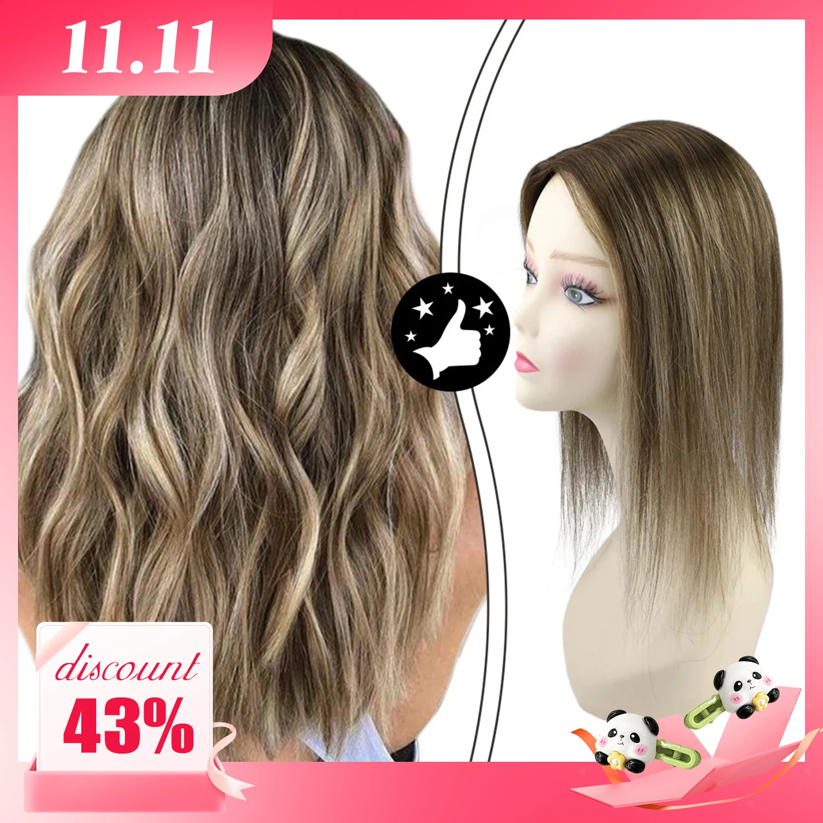 

VeSunny волосы Toppers волос моно основа Topper 100% настоящие человеческие волосы ручной работы Toupee с 4 зажимами 13*13 см 12-18 "человеческие волосы