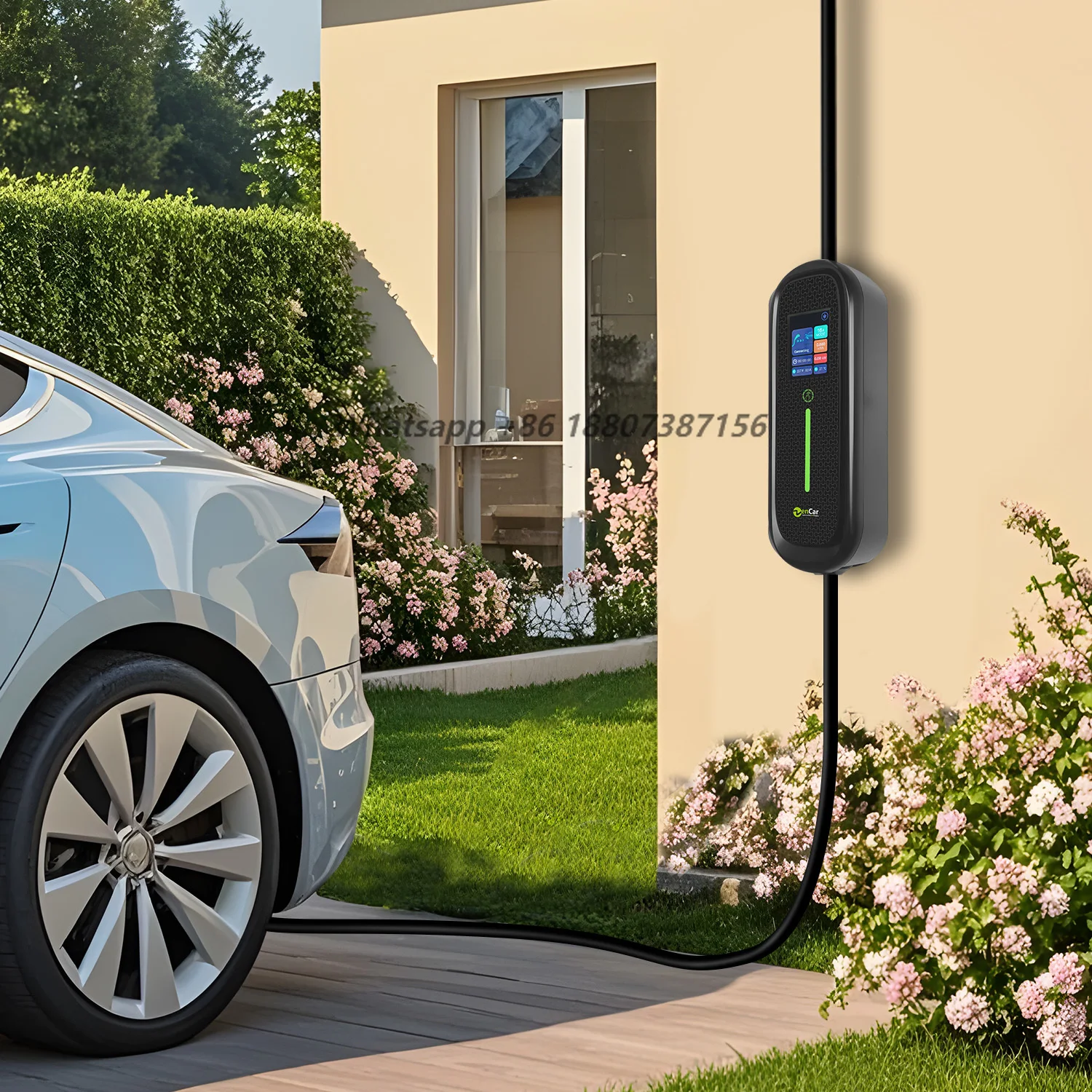 C30 40A NACS Home Car Chargers 9kW TSL Portable EV Charger APP WIFI Smart AC EVSE with NEMA 14-50 Power Plug 2.8 LCD Screen