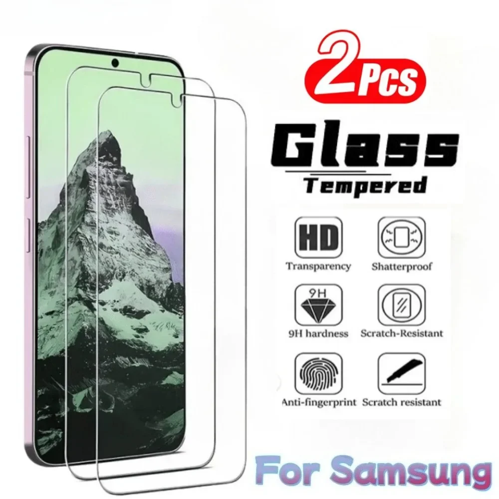 2 Stück High-Definition-Displayschutzfolie für Samsung Galaxy S24 S25 Ultra S21 S23 S22 Plus S21 S24 FE Telefonbildschirm gehärtetes Glas