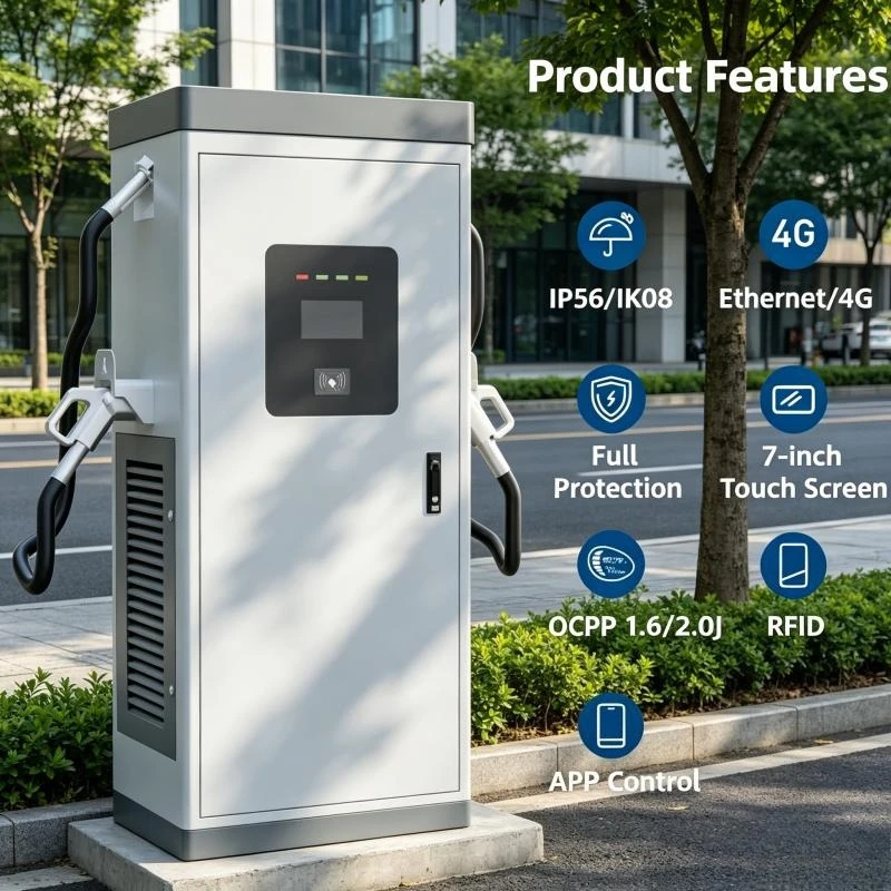 40-160kW DC EV Charging Station CCS2  Dual Gun Ultra Fast Charger for Public Bus Station with Dynamic Load Balancing