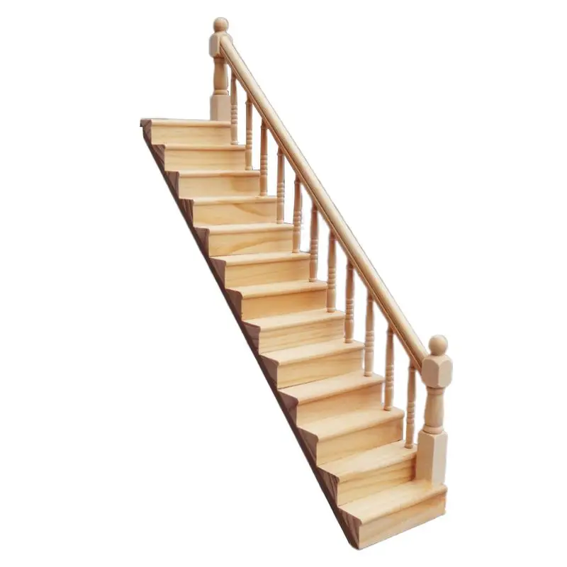 1:12 Dollhouse Miniature Handrail บันไดฉากไม้ธรรมดาบันไดรุ่น