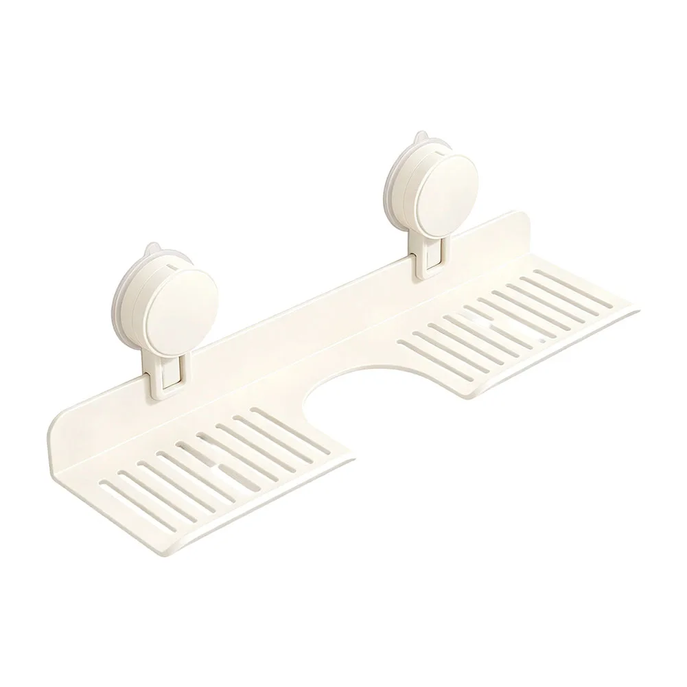 Floating U-Shaped Slot Shelf for Bathroom Sink No-Drill Suction Mount Aluminum Iron Alloy 40x15x6cm Rust Resistant