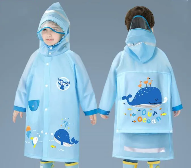 Kids Raincoat Waterproof 2-10 Years Boys Girls Rain Jackets Cartoon Baby Rain Coat Outfits Dinosaur Cute Rainwear Baby Clothes