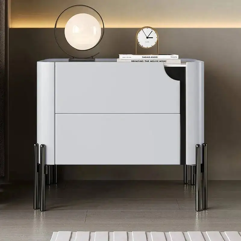 الحد الأدنى الحديثة طاولة جميلة الإيطالية دي منضدة السرير أدراج جمالية طاولة فاخرة تخزين Chevet الأثاث المنزلي الأبيض #4
