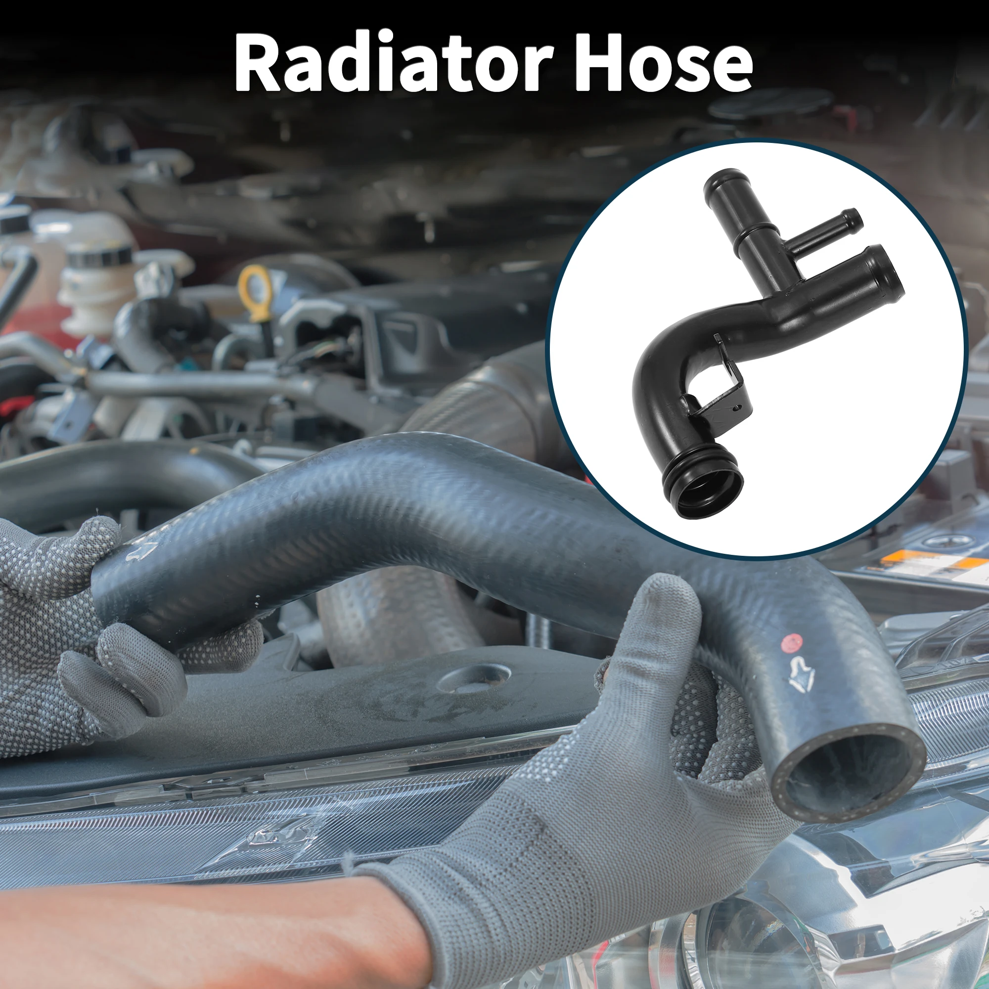 UXCELL ท่อหม้อน้ําเครื่องทําความร้อนท่อ No.059121163F สําหรับ Audi Q7 3.0L 2009-2012 เหล็กสีดํา 1 PC Coolant ท่อปิดผนึกที่ดี