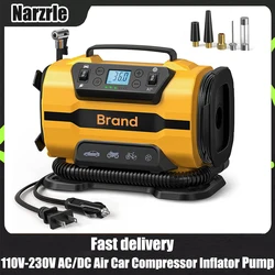 Air Compressor Portable Dual Power 110V-230V AC/DC Air Car Compressor Inflator Pump Tire Inflator for Car Boat Bicycle Mattress