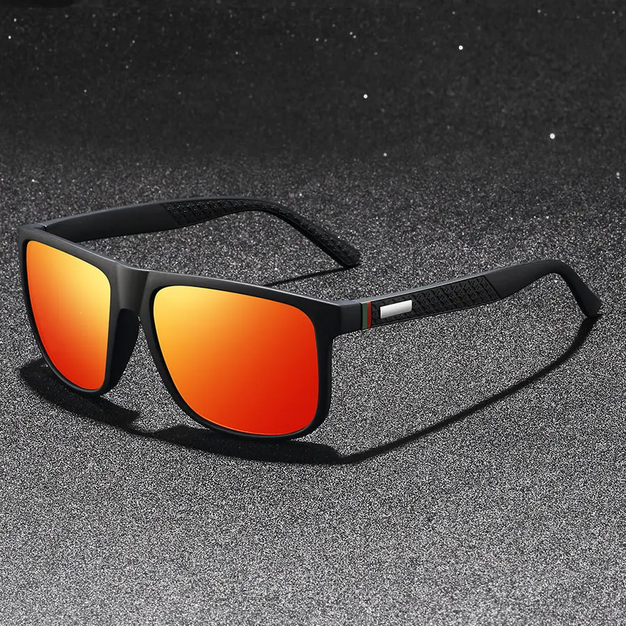8 pezzi moda classica quadrata UV400 occhiali da sole uomo donna guida pesca occhiali da esterno leggeri alla moda colorati
