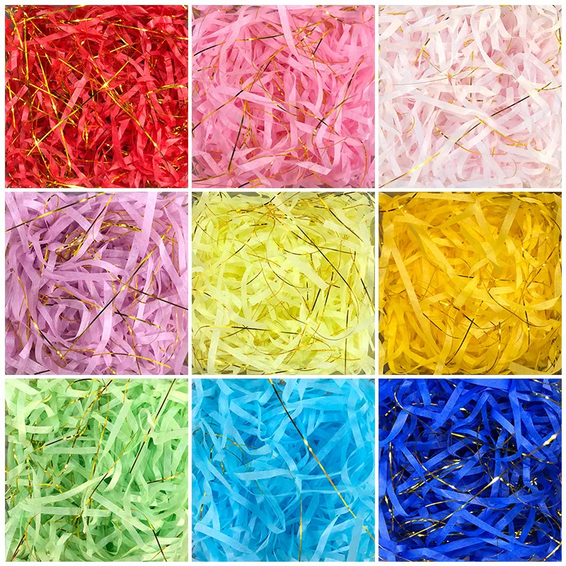 

50g/100g Colorful Lafite Grass Silk Fold Paper Shredded Birthday Souvenir Decoration Gift Box Package Filler Home Party Supply