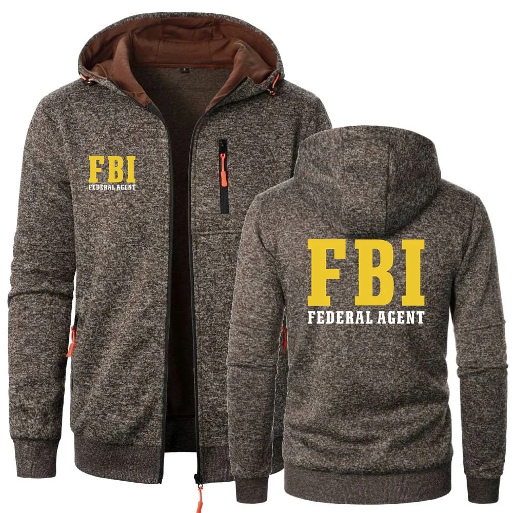 Men\'s Hoodies FBI Agent Secret Service Police CIA Staff Sweatshirts Cardigan Men Hooded Pullovers Outerwear Zipper Hoodies