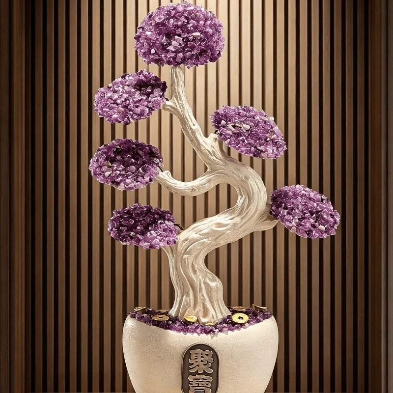 Amethyst Fortune Tree Home Entry Entrance Cabinet Ornament High-end Ziqi Donglai Living Room Office Opening Housewarming Gifts