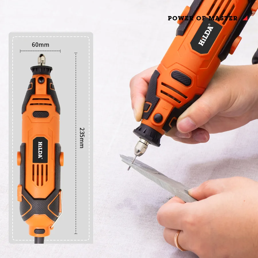 HILDA High-Power Engraver Electric Drill Engraving Rotary Tool 200W Machine with Flexible Shaft 6-Position Variable Speed Kit