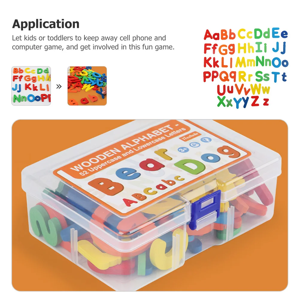 

52Pcs Wooden Alphabet Colorful Blocks Educational Puzzle Set for Kids Early Learning Development Cognitive Activity Accessory