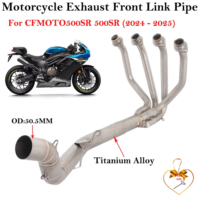 

Slip On For CFMOTO 500SR CF500SR 2024 2025 Motorcycle Systems Exhaust Escape Titanium Alloy Front Middle Link Pipe 51MM Muffler