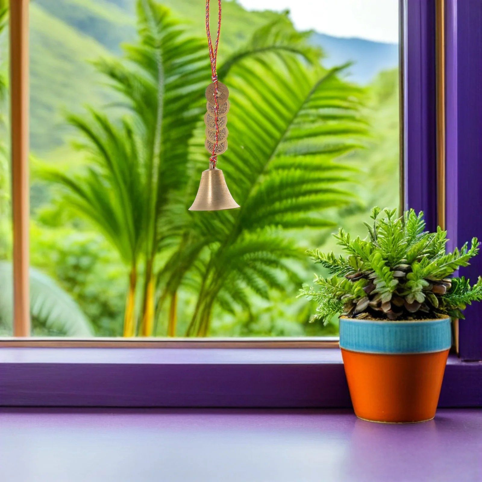 

2Pcs Chinese Wind Chimes Brass Bell Pendant Decorative Doorbells Fengshui Blessing Bells Retro Hanging Ornaments Small Vintage