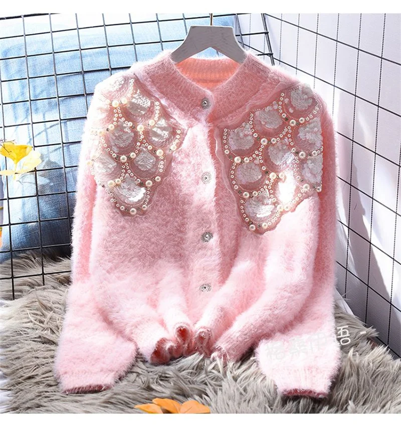 Xiaoxiangfeng Imitation Mink Velvet Short Sweater Jacket For Women's Loose And Lazy Style Autumn And Winter New Japanese Sweet K