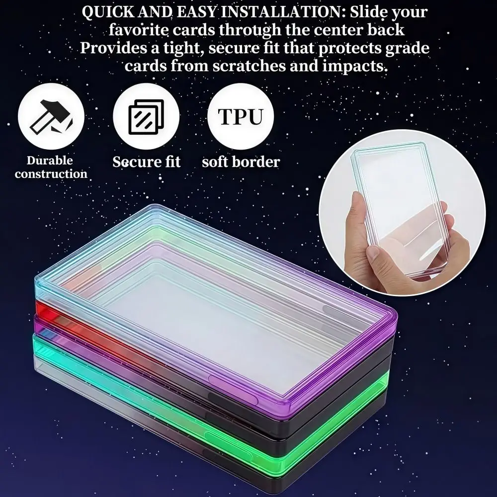 Gradient 35PT ForPSA Card Protector Full Coverage Design, Transparent TPU Shockproof Card Sleeve Anti-Drop Protective Card Case