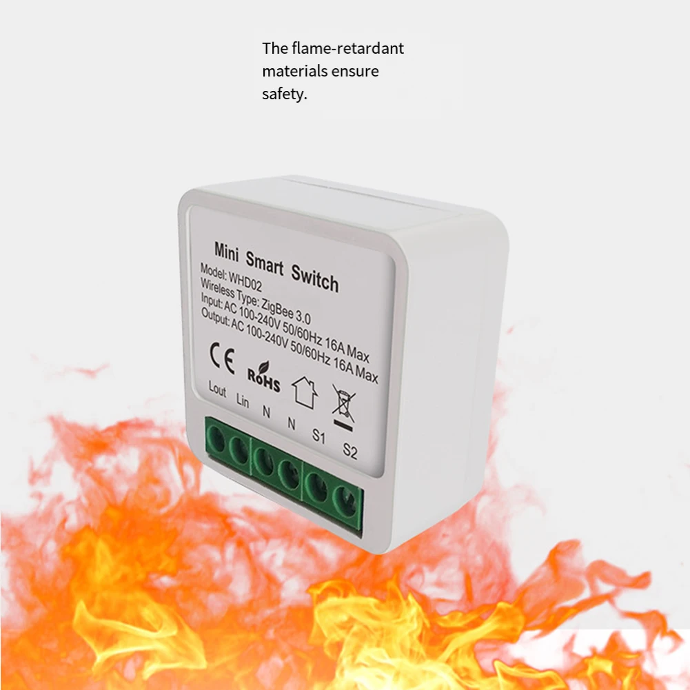 Mini interruptor inteligente para el hogar, 41x41x20 Mm, fácil instalación, Material ignífugo, Control de dispositivo de grupo
