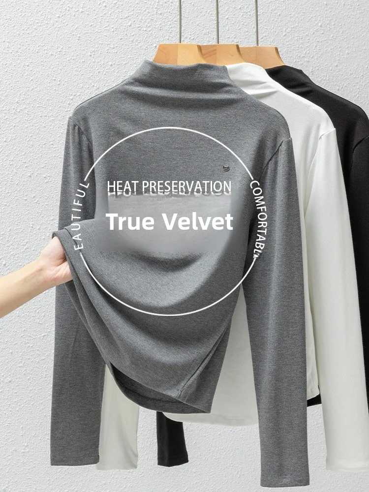 เสื้อยืดแขนยาวผู้หญิง ดีไซน์เข้ารูป สำหรับฤดูใบไม้ร่วงและฤดูหนาว ใส่เป็นเสื้อตัวในหรือเสื้อตัวนอก นุ่มสบาย