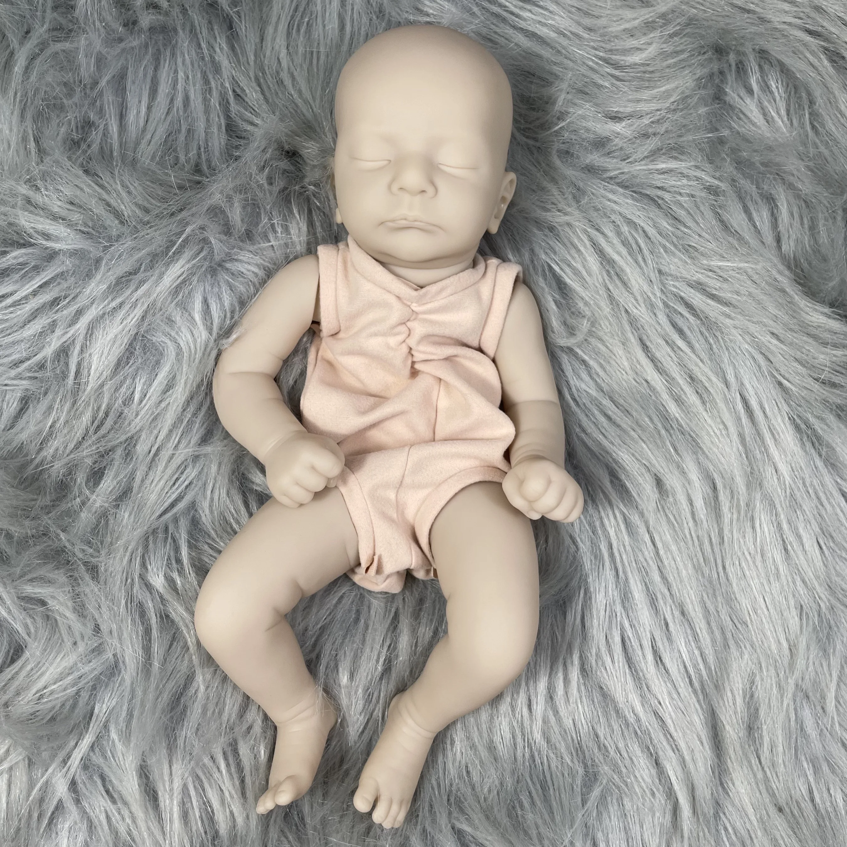 MRB 19 Inch  Reborn Vinyl Doll Kit Kai Unpainted Blank Doll Parts Lifelike Mold With Full Arms and Legs Cloth Body Included