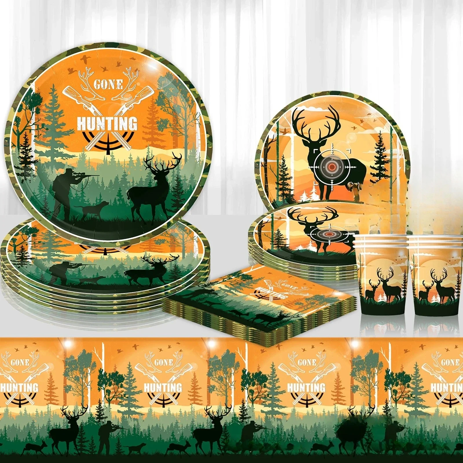 20 stücke Hunter Jagd Thema Party Platte Tissue Tischdecke Geburtstag Party Dekoration Camping Einweg Geschirr Set Camo Serie