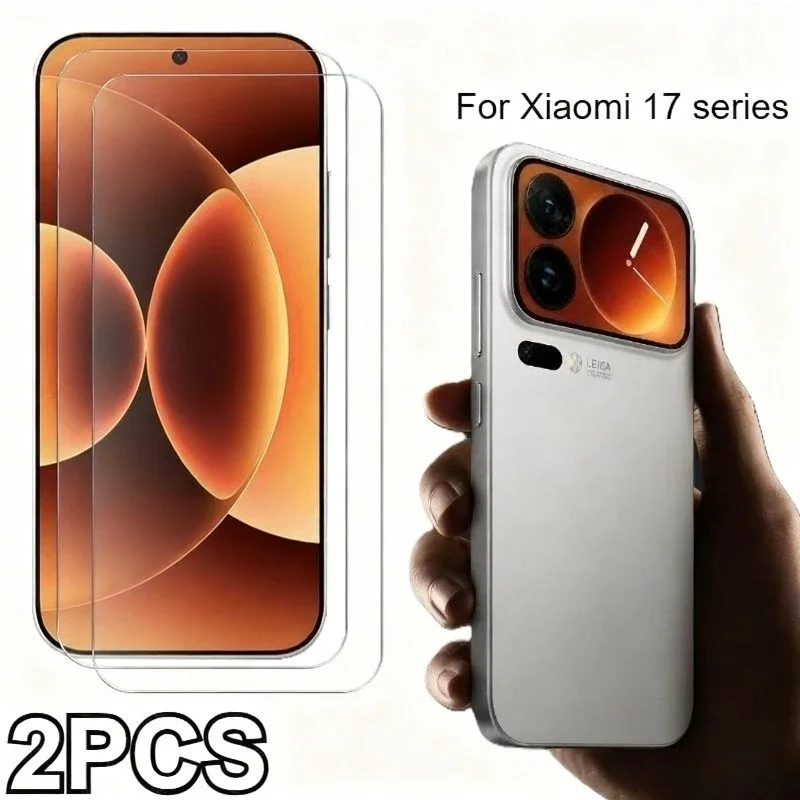 2 Stück Ultra HD gehärtetes Glas Displayschutzfolie kratzfestes Glas für Xiaomi 17 Pro Max 15 14T 13T Pro Schutzglas