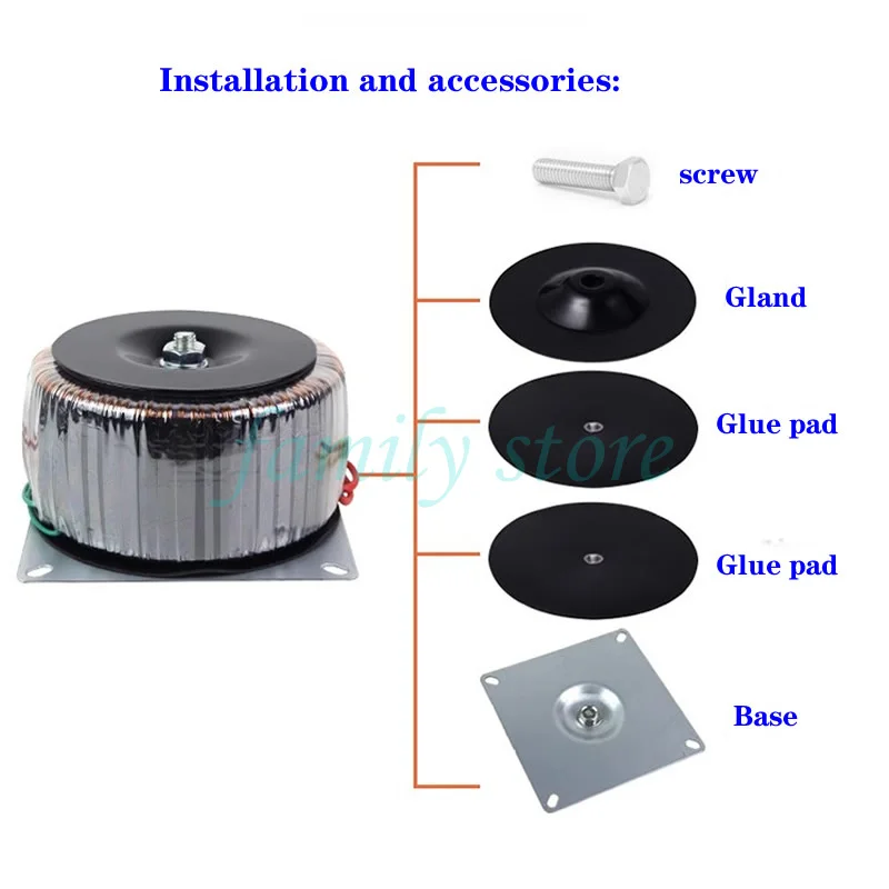 Toroidalny transformator mocy do wzmacniacza mocy 300W, wyjście podwójne 12V, podwójne 15V, podwójne 18V, podwójne 24V, podwójne 36V, podwójne 38V