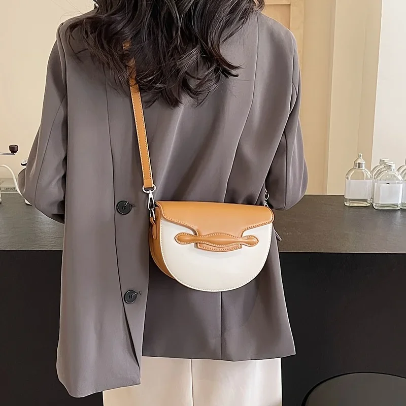 

Two-Tone Shoulder Crossbody Bag, Casual PU Leather Travel & Shopping Purse