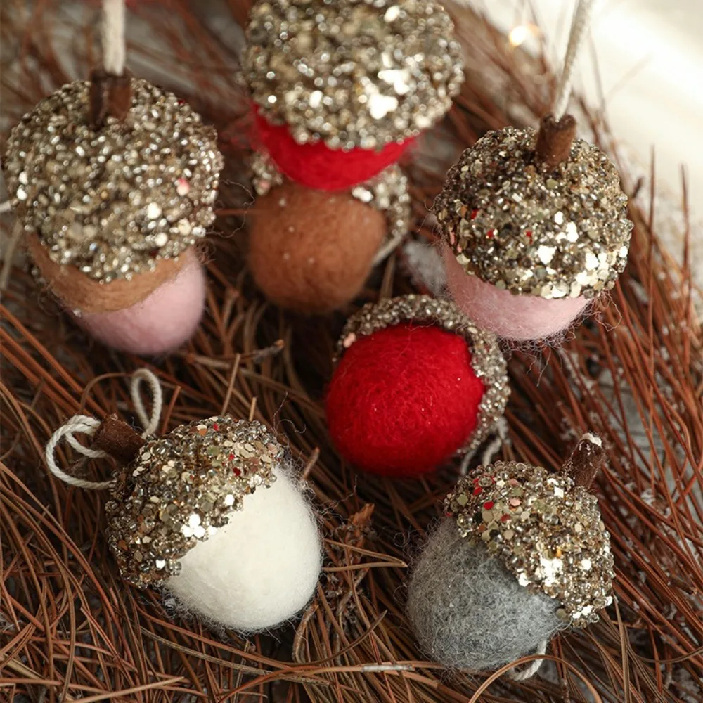 Ornament Christmas Tree Decor Hanging Pendant Wool Felt Small Christmas Tree Pendant Gifts Acorn Pine Pendant New Year