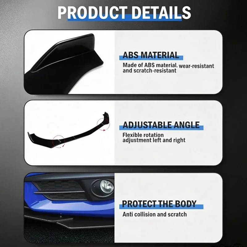 5Pcs ABS Front Bumper Canard Lip Splitter Spoiler Body Kit For KIA Sorento MQ4 2020-2026 2021 2022 Car Styling Tuning Accessory