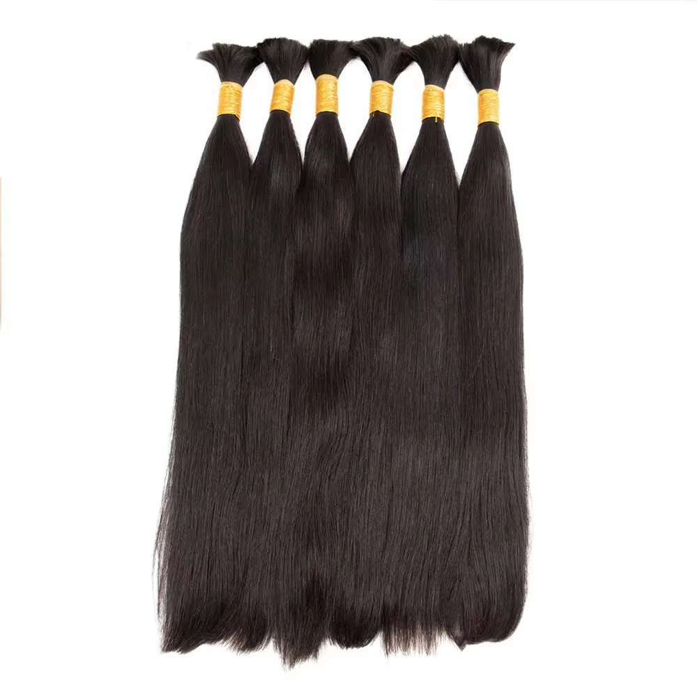 Bulk Hair Silky Straight 100% Human Hair Bulk No Weft Human Hair Extensions 50G 100G Micro Human Braiding Hair For Boho Braids