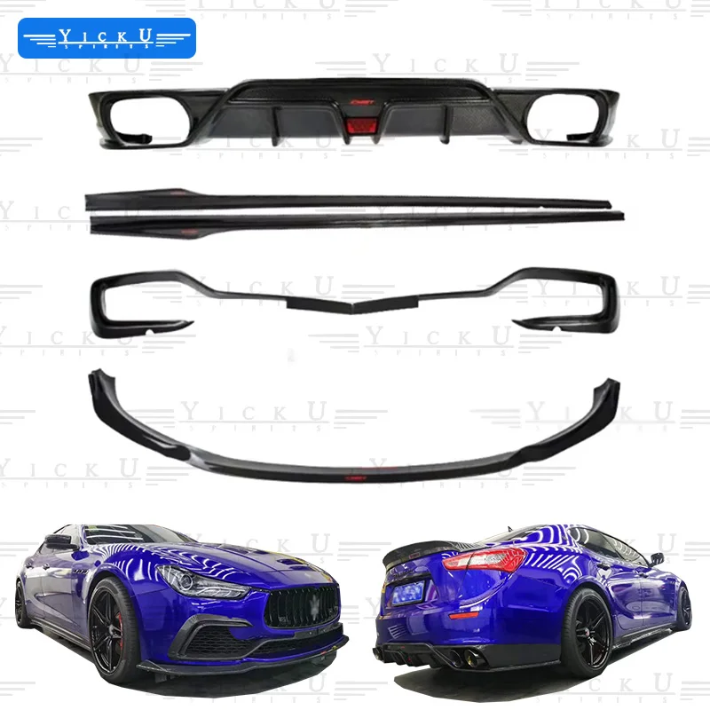

YICKU Top Quality Body Kit for Maserati Ghibli 2014-2017 Upgrade CM Carbon Fiber Front Lip Side Skirts Rear Diffuser Auto Parts