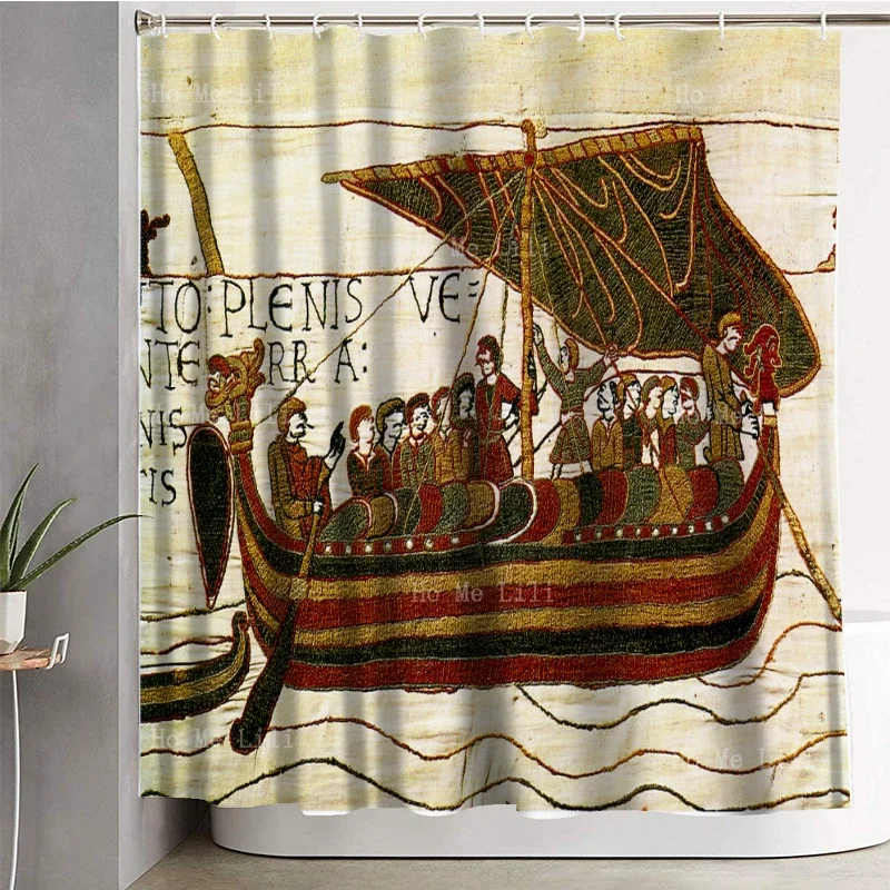 Norse Mythology The Vikings Went To Sea Norman Conquest Battle Of Hastings Bayeux Shower Curtain By Ho Me Lili Bath Decor