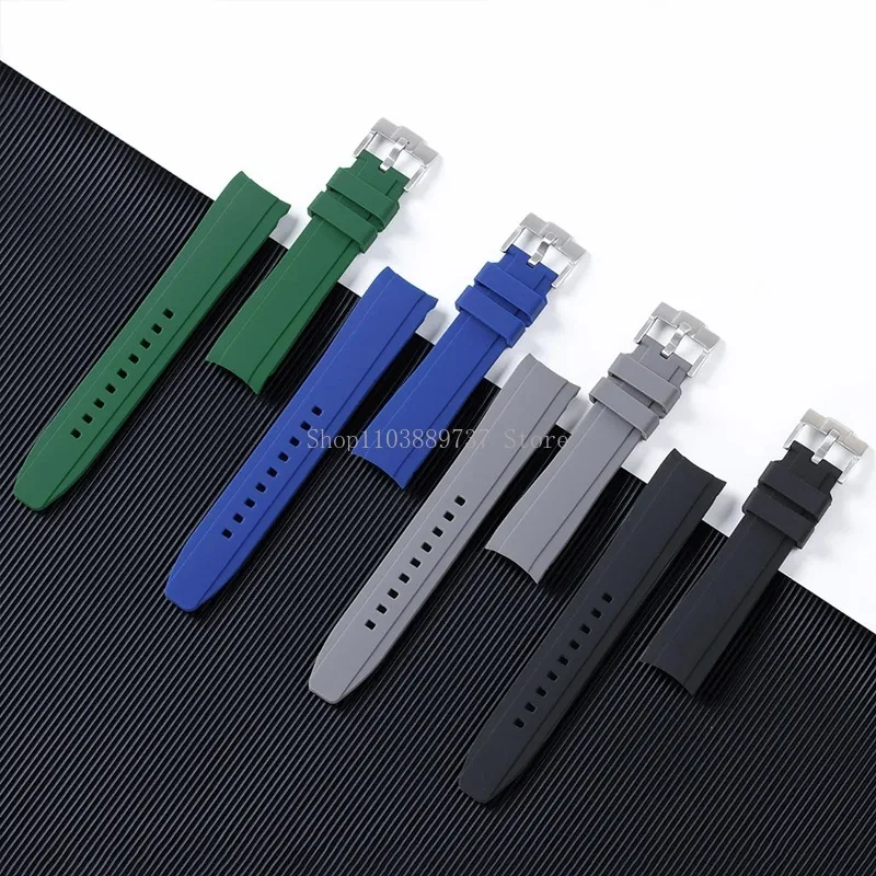 Curved End Silicone Smartwatch Band for Omega for Swatch 20/22mm Soft Rubber Strap Men Women Bracelet Waterproof Sport Wristbelt