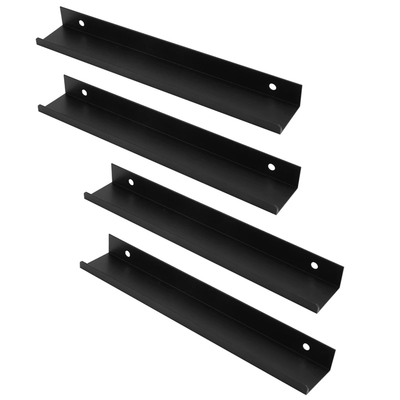 

B-Est 4PCS Black Door Seam Handle Wardrobe Cabinet Door Non-Punch Invisible Drawer Handle Lengthened 200Mm