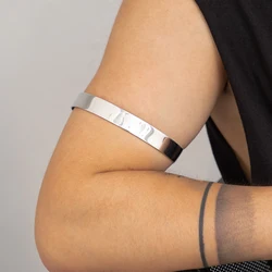 Salircon Trendy Minimalist Upper Arm Bracelet For Men Casual Metal Narrow Smooth Open Adjustable Arm Cuff Bracelet Body Jewelry