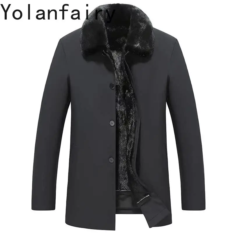 

YOLANFAIRY парки из натурального меха, мужские зимние роскошные куртки со съемной подкладкой из цельного норкового меха 2025 для мужчин, высококачественное мужское пальто из натурального меха